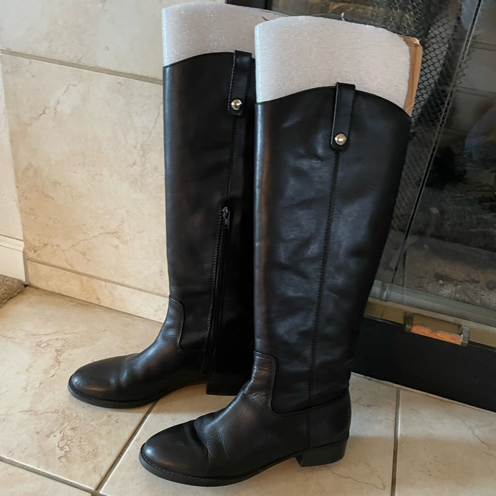 INC Fawne Black Leather Boots